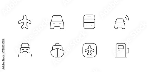 Set of Public Transportation Thin Line Icons