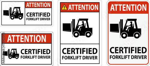 Hard Hat Labels, Attention Certified Forklift Driver