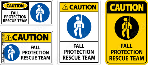 Hard Hat Decals, Caution Fall Protection Rescue Team