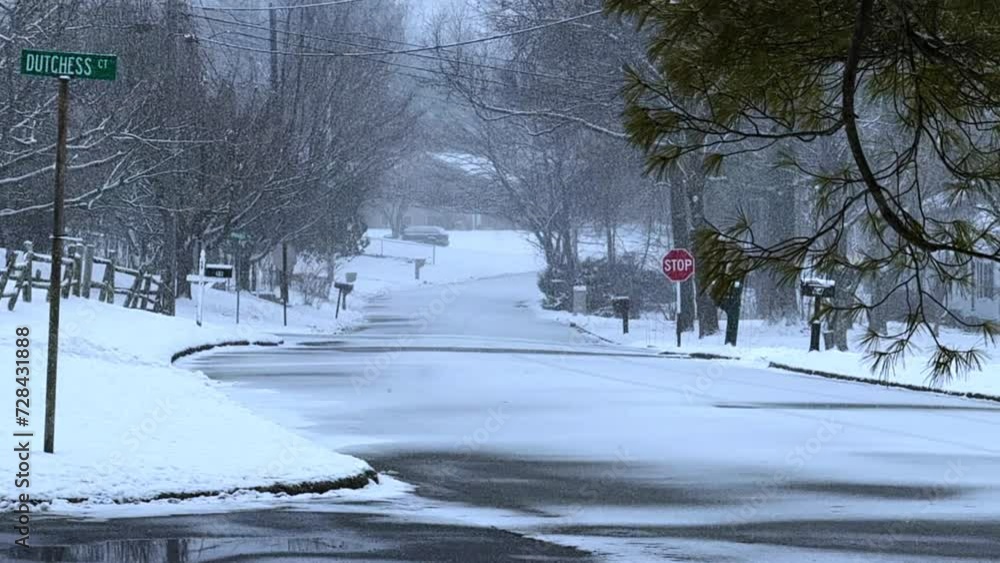 Slow motion snowfall in suburban NYC, America, during a big nor’easter Slow motion snowfall in suburban NYC, America, during a big nor’easter
