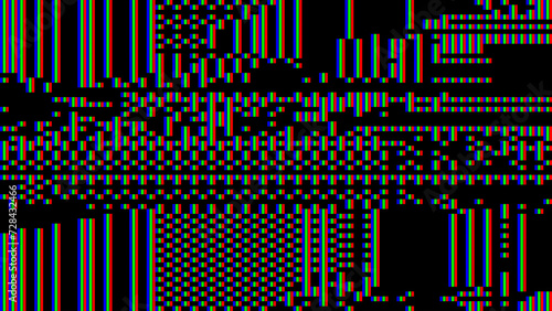 Test Screen Pixel Glitch Texture. RGB Pixels Led Panel or LCD Screen Effect. Vector Illustration.