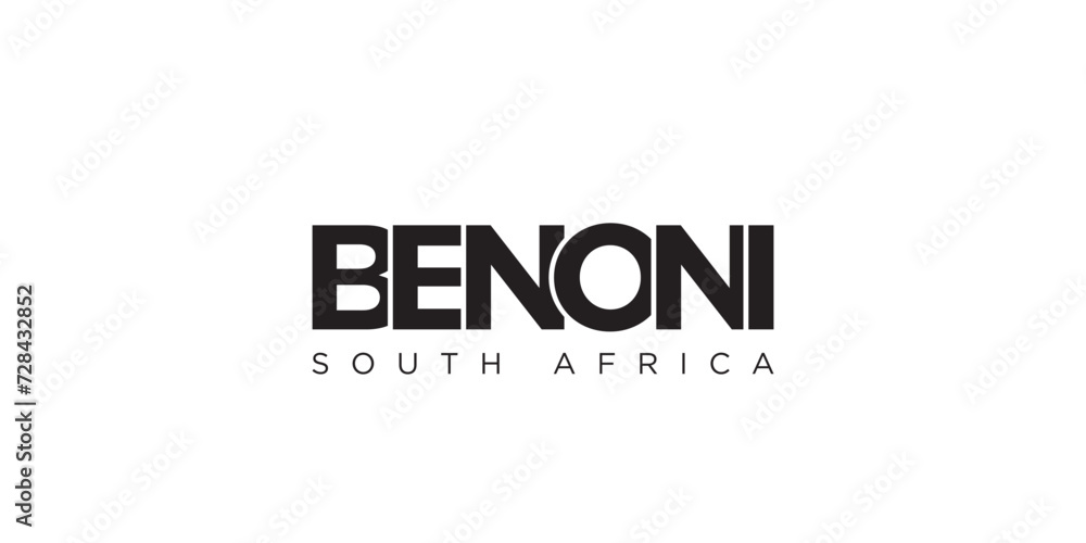 Benoni in the South Africa emblem. The design features a geometric style, vector illustration with bold typography in a modern font. The graphic slogan lettering. Benoni in the South Africa emblem. The design features a geometric style, vector illustration with bold typography in a modern font. The graphic slogan lettering.