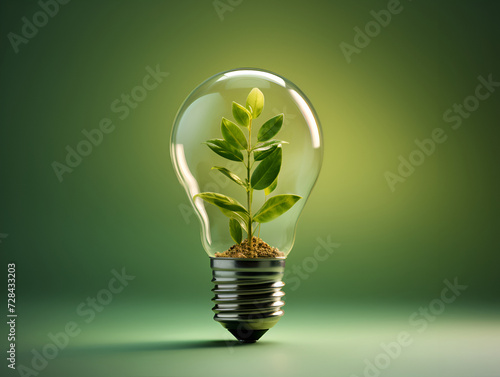 light bulb ecology ecology creative. A light bulb with green leaves inside.