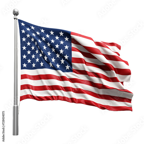 American flag isolated on transparent and white background. Ideal for use in advertising. Generative ai