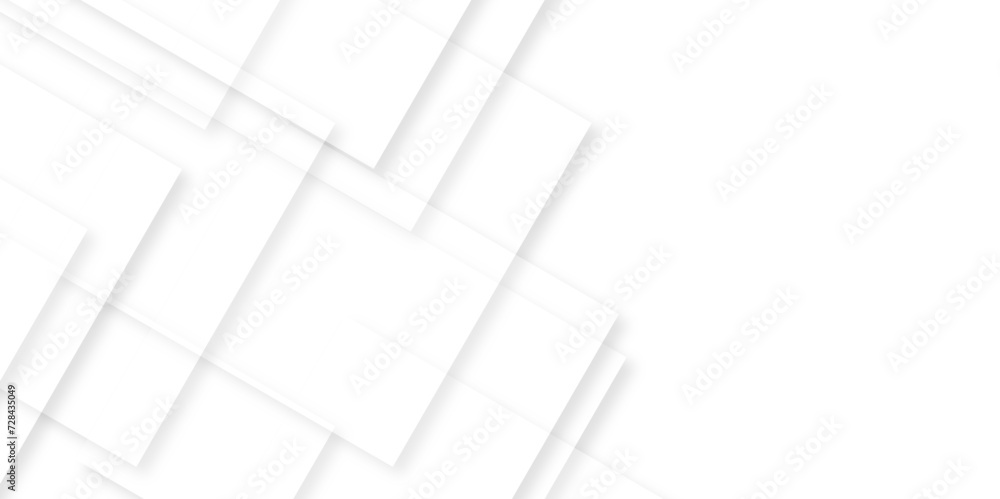 Abstract white and grey modern minimalistic pale geometric pattern white square shape with futuristic background squares in bright light with soft shadows as pattern. paper texture.
