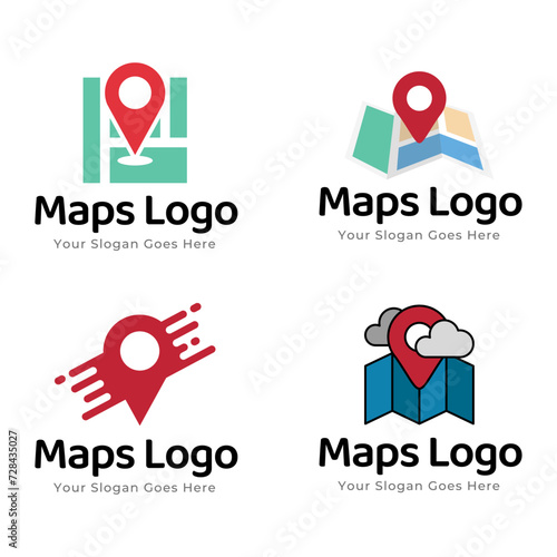 Set of Map Pin Point Icon Logo Design Element isolated on white background
