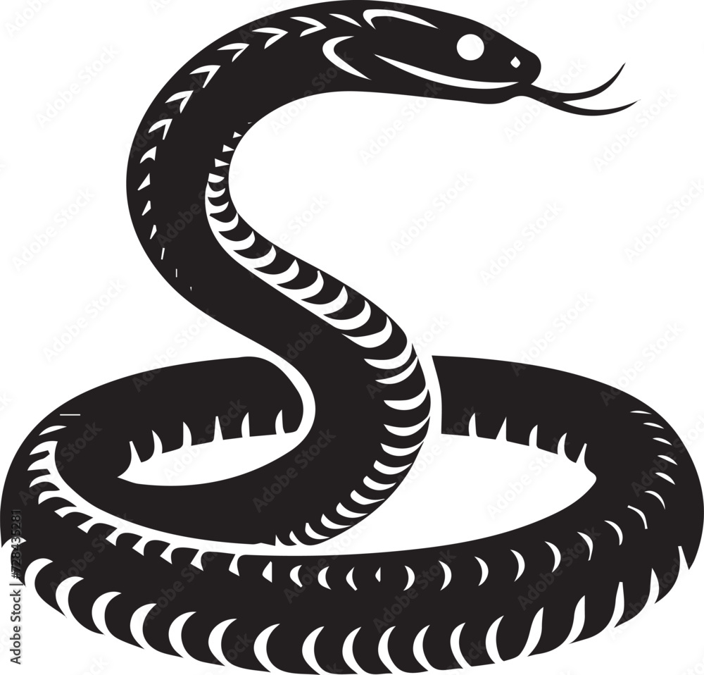 Fototapeta premium Black Mamba Snake Silhouette, Isolated Vector Illustration
