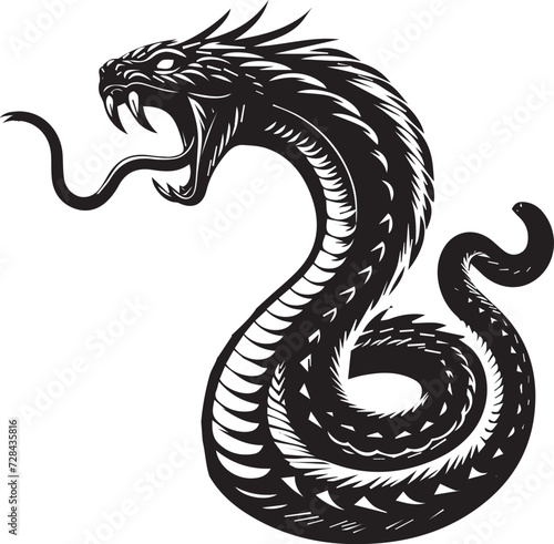 Black Mamba Snake Silhouette, Isolated Vector Illustration