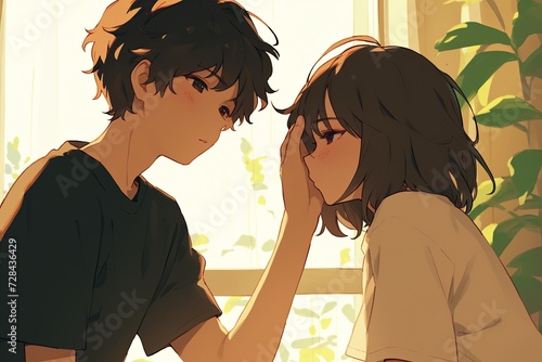 An Intimate Anime Scene Captures Couples Heartfelt Engagement Moment
