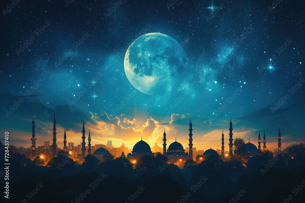 islamic greeting card for Ramadan kareem or ied mubarak background