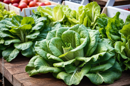 fresh lettuce in a market