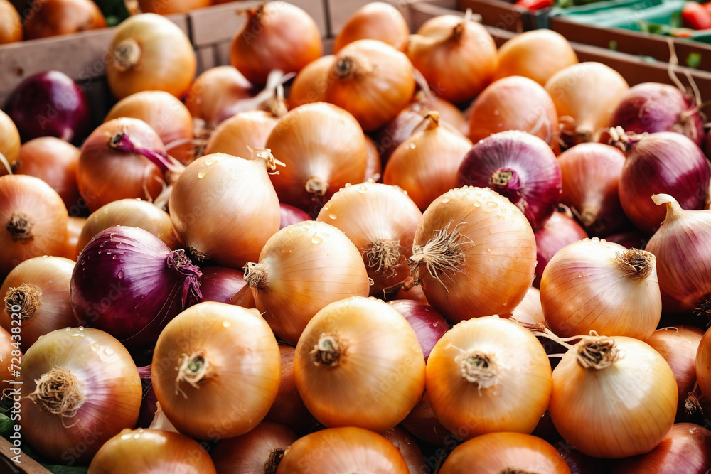 Fresh Onions for Sale at a Vibrant Farmers Market: Organic Produce, Farm-Fresh Vegetables, and Agricultural Delights Fresh Onions for Sale at a Vibrant Farmers Market: Organic Produce, Farm-Fresh Vegetables, and Agricultural Delights