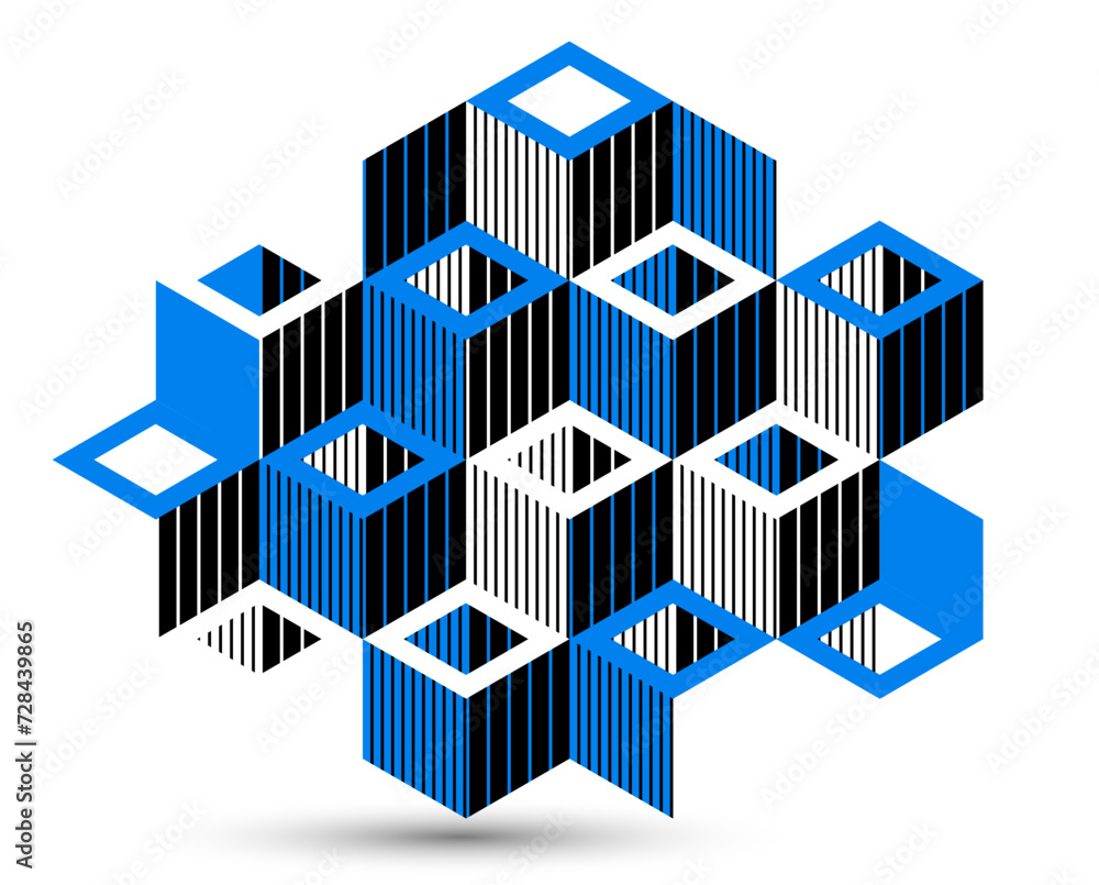 Isometric 3D cubes vector abstract geometric background, abstraction art polygonal graphic design wallpaper, cubic shapes and forms composition lowpoly style. Isometric 3D cubes vector abstract geometric background, abstraction art polygonal graphic design wallpaper, cubic shapes and forms composition lowpoly style.