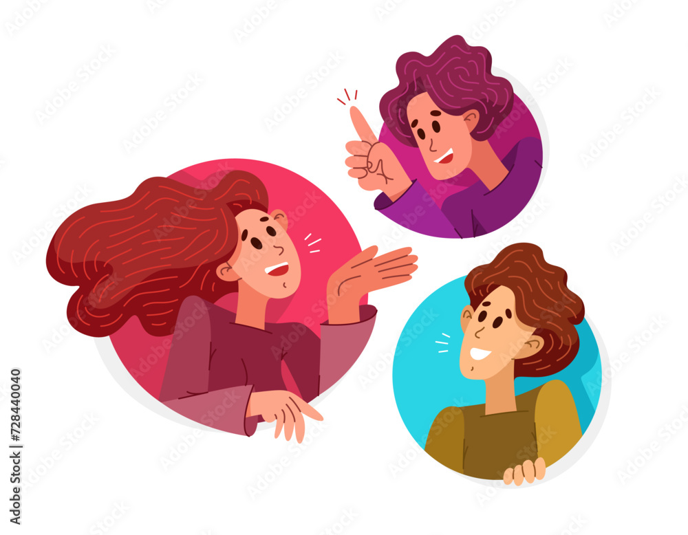 Group of young people having a video conference online, vector illustration of online conversation and brainstorming, business and work or webinar. Group of young people having a video conference online, vector illustration of online conversation and brainstorming, business and work or webinar.