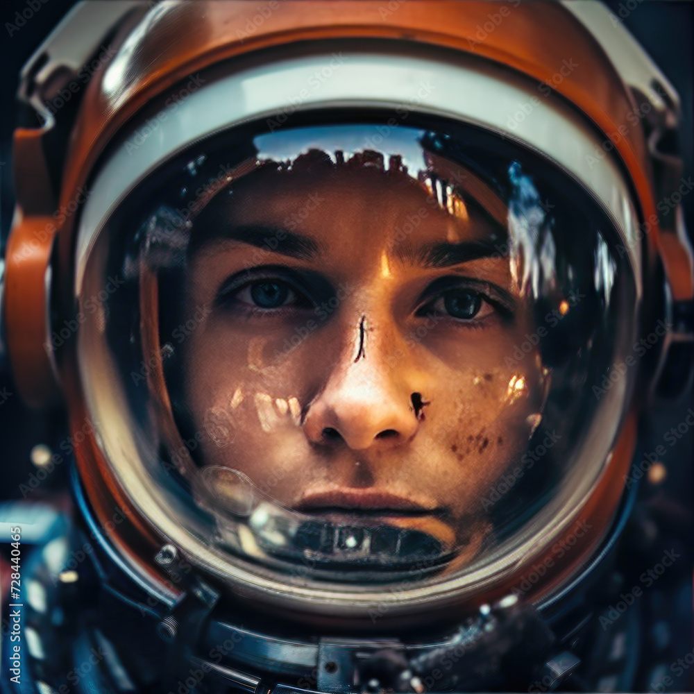 Portrait of astronaut in astronaut helmet Portrait of astronaut in astronaut helmet