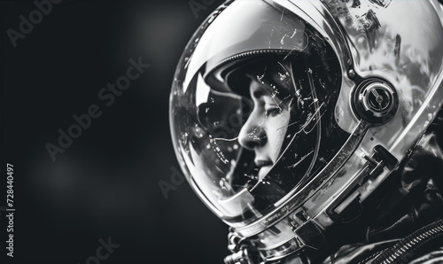 Profile portrait of astronaut in helmet