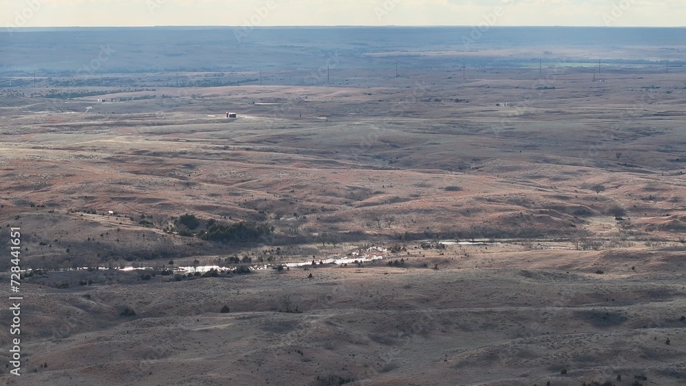 Aerial view of a vast landscape with bushes