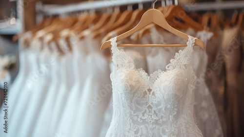 bride dress hangers in a row