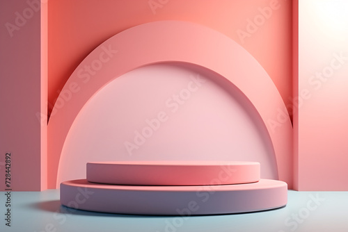 3D Pastel Podium Decoration with Geometric Elements