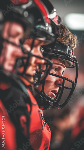 american football player in action at the stadium - Strategic Discussion in Football Game © Graxaim