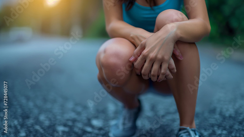 Active Woman in Pain: Knee Injury During Workout