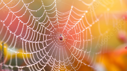 Close-up of a spider weaving a web