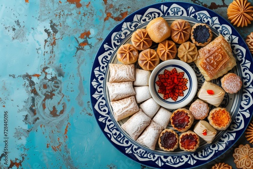 vibrant colors of the sweets and the plate’s design