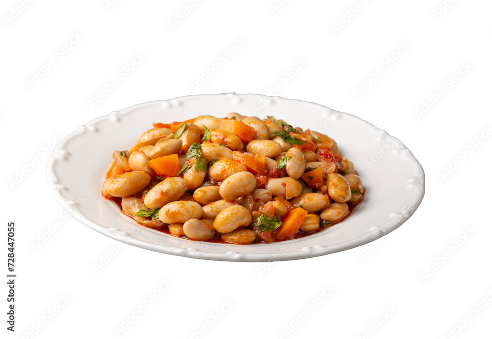 Traditional delicious Turkish food; Kidney beans with olive oil, Red kidney bean stew, Turkish name; Barbunya pilaki