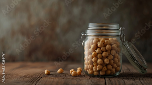 Close-up of a can of chickpeas on the table.