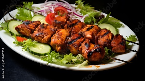 Chicken tikka boti kabab with salad