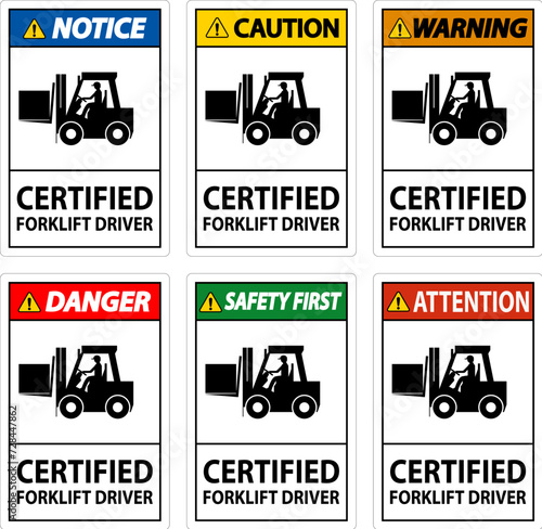 Hard Hat Labels  Caution Certified Forklift Driver