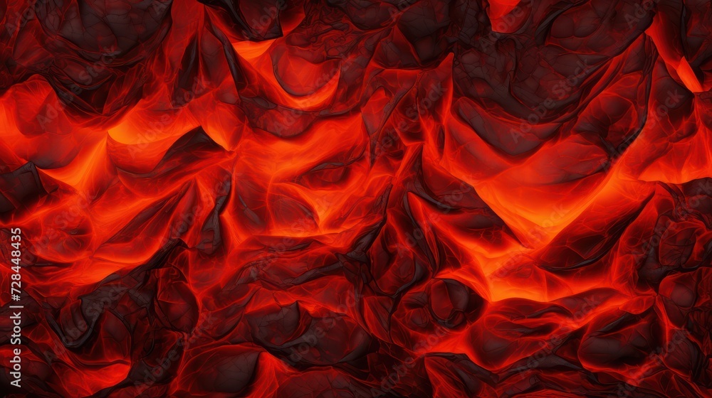 A seamless lava texture fire background, showcasing the fiery patterns of molten rock from a volcano,