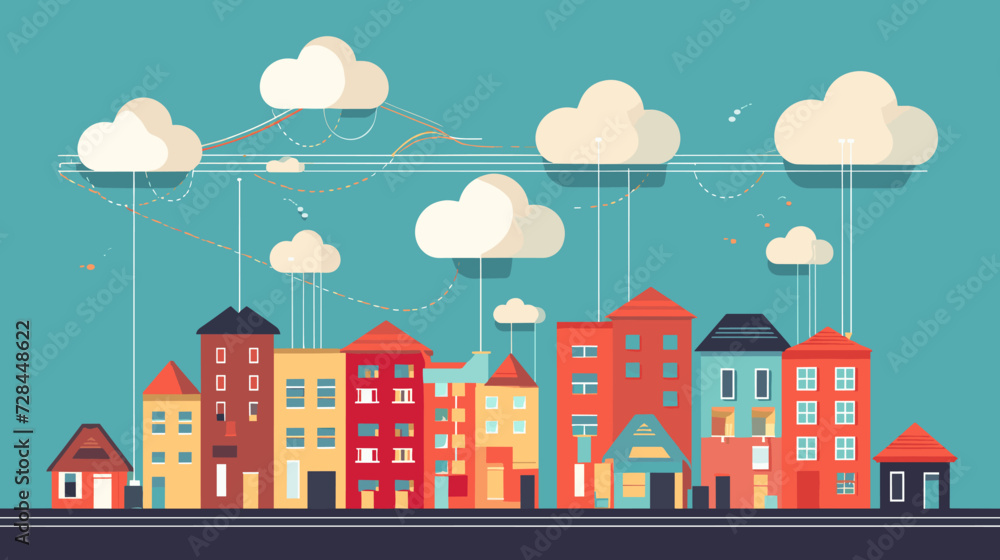 Cloud computing. A digital service or application with data transmission. Network computing technologies. Futuristic Server. Digital space. Data storage. Vector illustration Cloud computing. A digital service or application with data transmission. Network computing technologies. Futuristic Server. Digital space. Data storage. Vector illustration