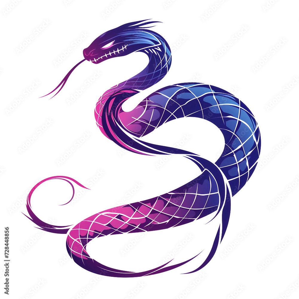 Obraz premium Futuristic ornamentation, tattoo,snake on a white