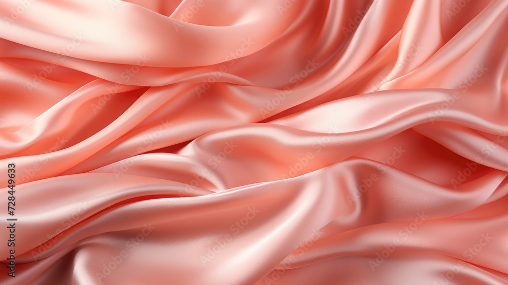 Fototapeta premium Abstract pink luxurious wavy fabric satin silk background. Beautiful background cloth with drapery and wavy folds