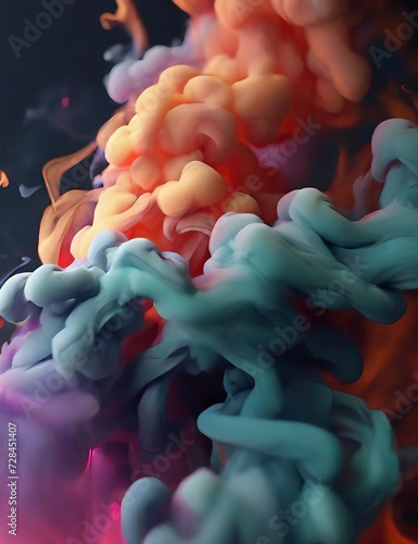 Colorful abstract paint splashes on white background. 3d render