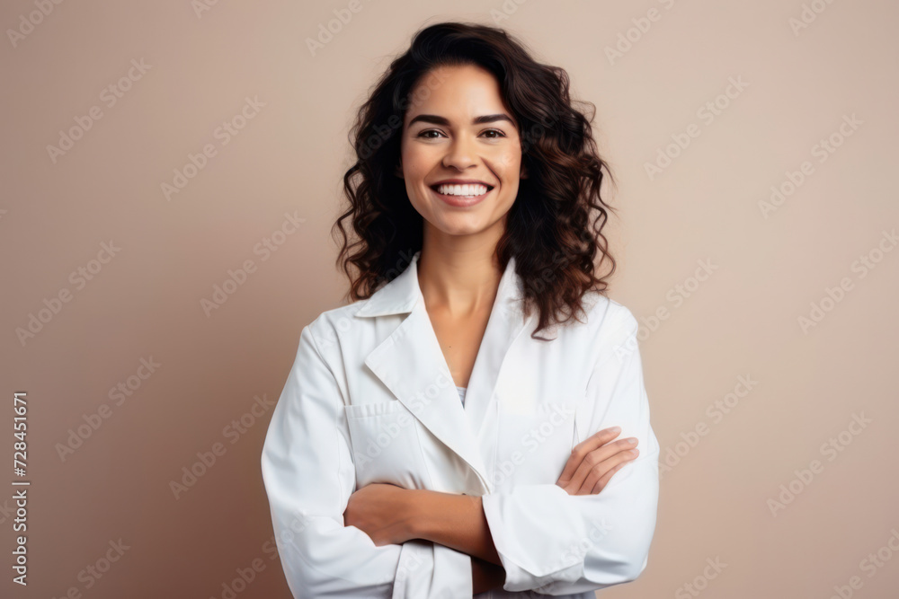 Confident Young Woman with a Happy Smile: Attractive Portrait of a Pretty Female Model on White Background Confident Young Woman with a Happy Smile: Attractive Portrait of a Pretty Female Model on White Background