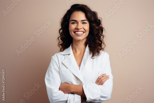 Confident Young Woman with a Happy Smile: Attractive Portrait of a Pretty Female Model on White Background