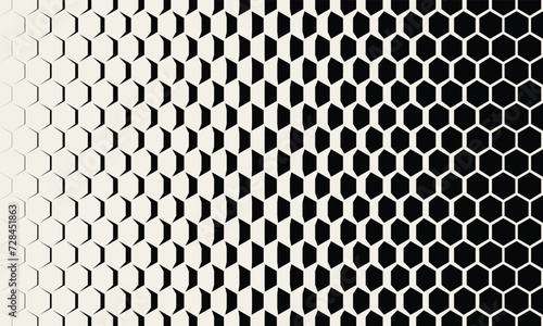 Hexagon Vector Abstract Geometric Technology Background. Halftone Hex Retro Simple Pattern. Minimal Style Dynamic Tech Wallpaper