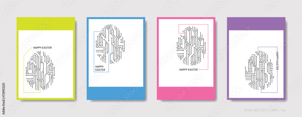 Vector happy easter cover brochure template set