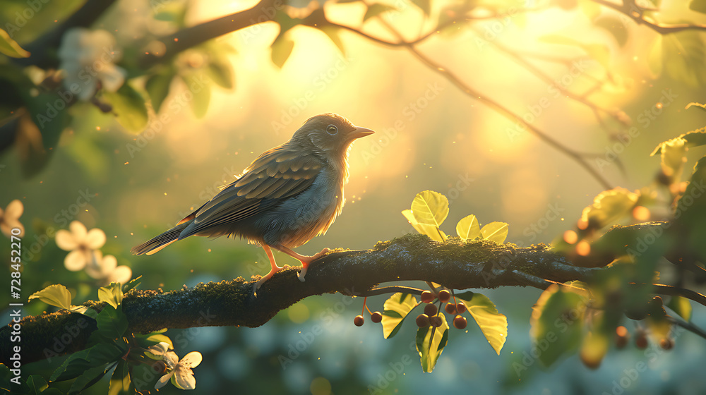 Little bird in the tree nest Little bird in the tree nest