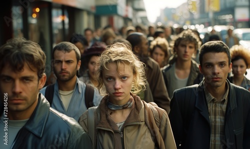 Crowd of people on street in the city