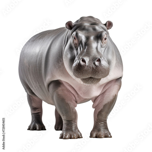 Hippopotamus animal full body standing  isolated on white background