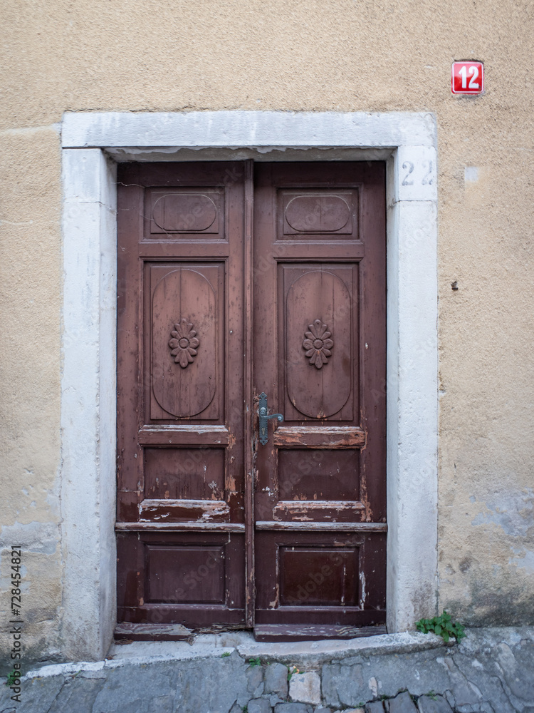 Door and architecture of old city  Motovun