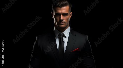 business man black background for work