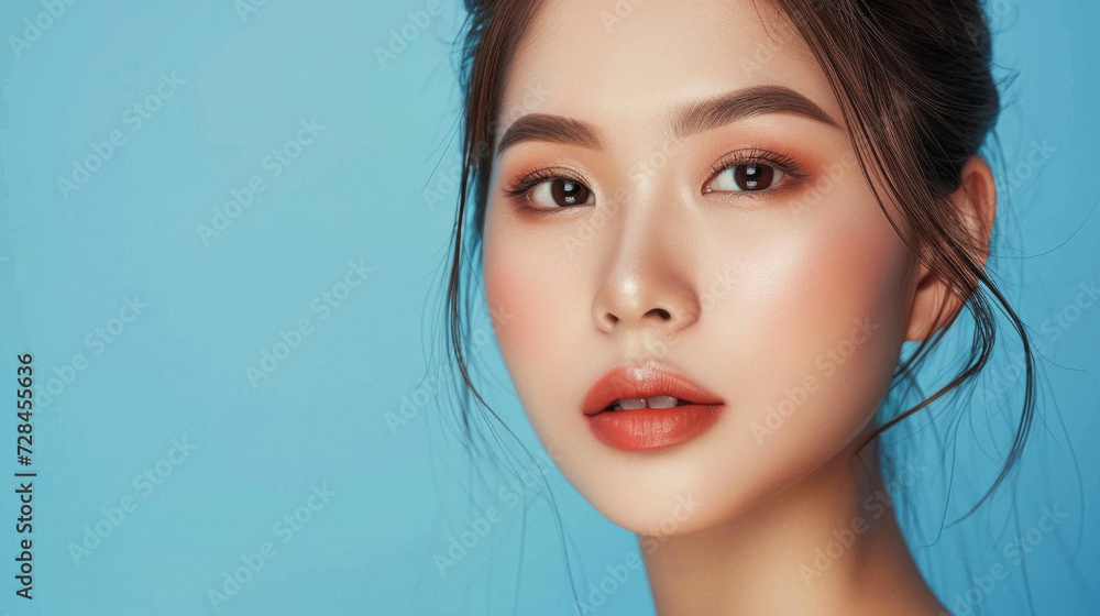 Beauty asian women face close up with skin care concept . Beauty asian women face close up with skin care concept .