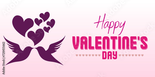 Happy Valentine's Day, celebration banner, greeting card, post card Design. Simple icons art with typography Design