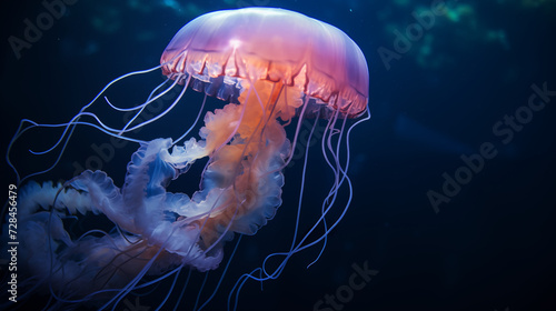 Mesmerizing Glow of a Jellyfish in the Depths of the Ocean