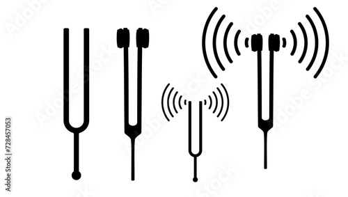 tuning fork emblem, black isolated silhouette