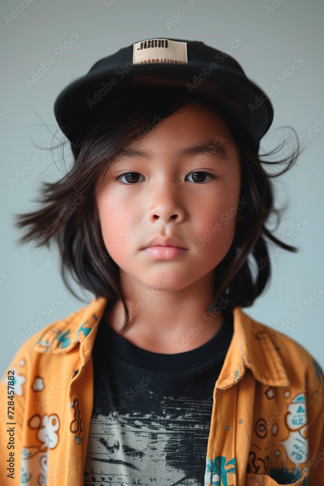 a young asian girl wearing a baseball hat a young asian girl wearing a baseball hat